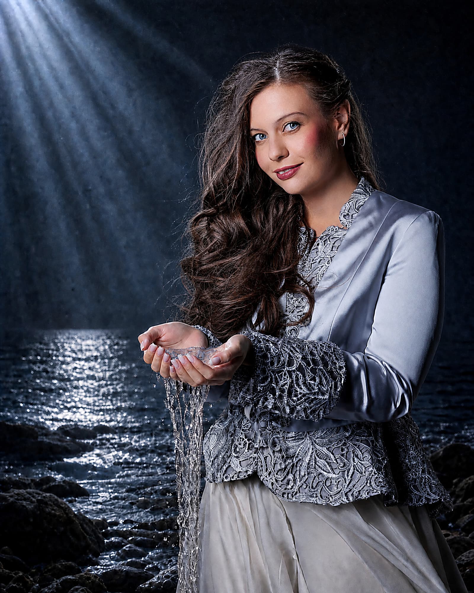GLORIALLE in a silver portrait by the water